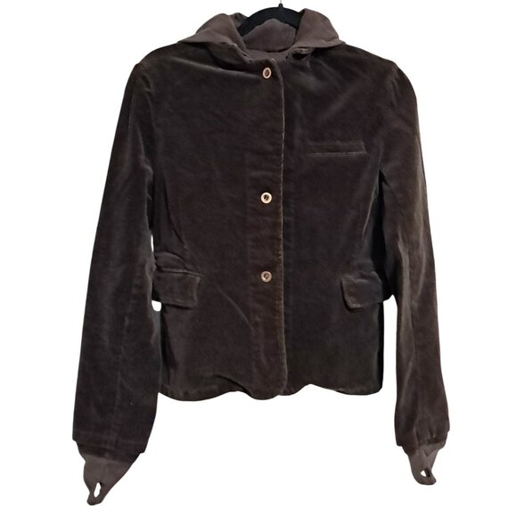 Y2K Wet Seal Velvet Peacock Hooded Blazer Jacket M Vintage 2000s - Picture 5 of 13